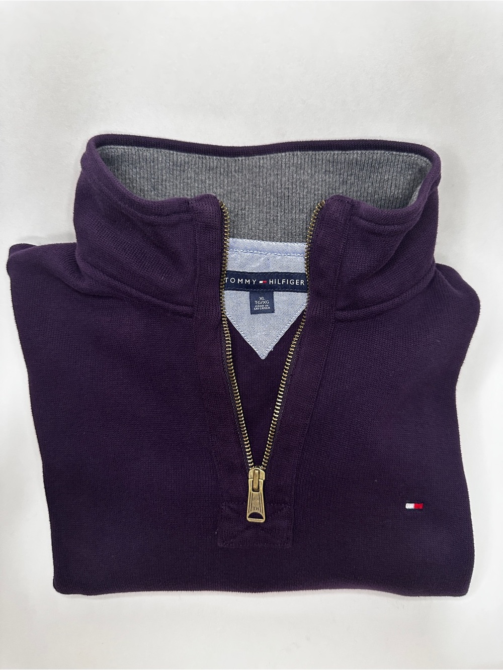 Tommy Hilfiger Men’s XL Purple Quarter Zip Pullover Sweatshirt